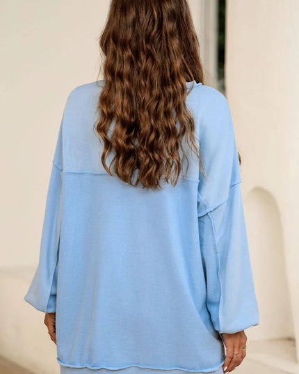 Buttoned Dropped Shoulder Sweatshirt