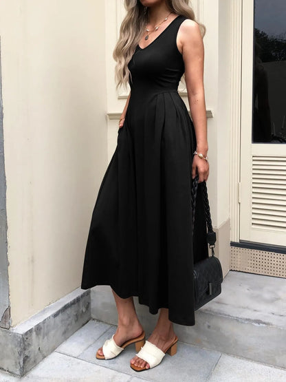 V-Neck Midi Tank Dress