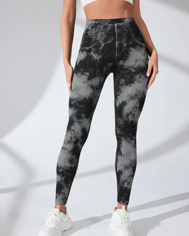 Tie-Dye High Waist Active Leggings Black