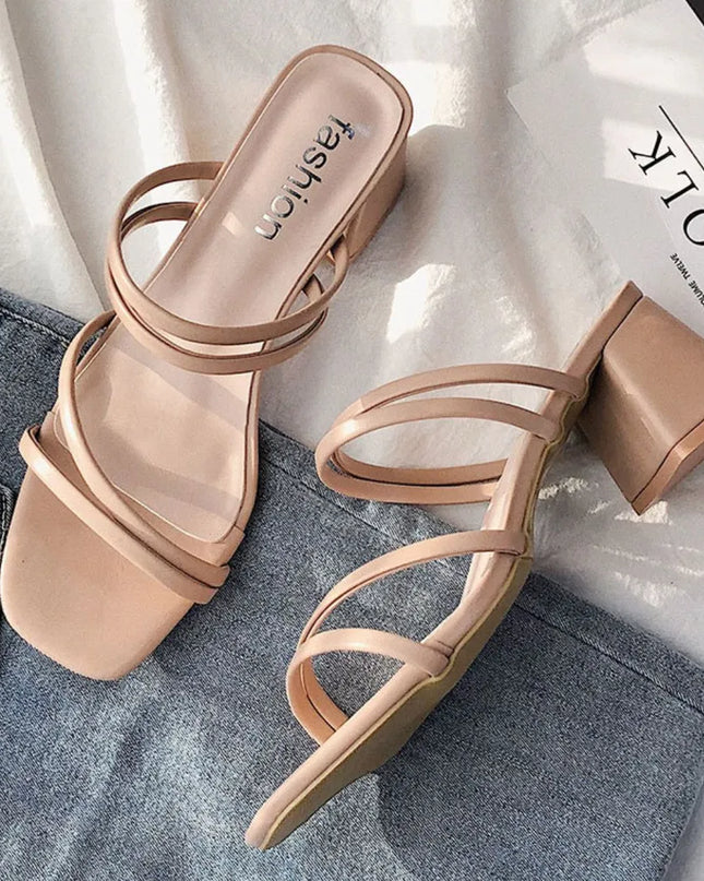 Open Toe Block Heels Sandals 