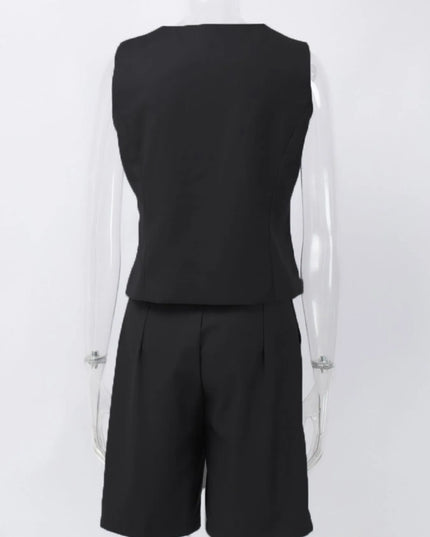 V-Neck Vest and Pants Two-Piece Blazer Set