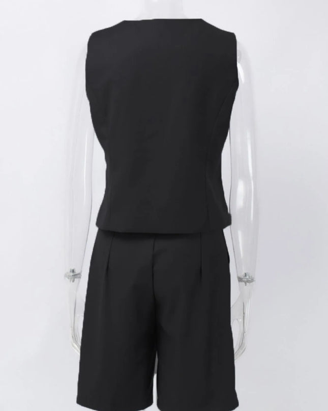 V-Neck Vest and Pants Two-Piece Blazer Set