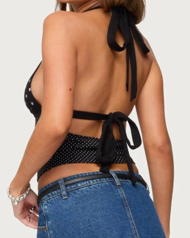 Polka Dot Halter Neck Cami