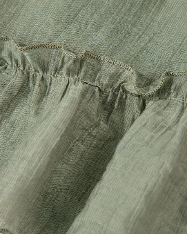 Textured Tie Waist Ruffle Hem Shorts