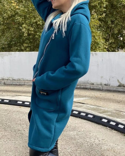 Full Size Asymmetrical Zip-Up Hooded Fleece Outerwear Plus Size