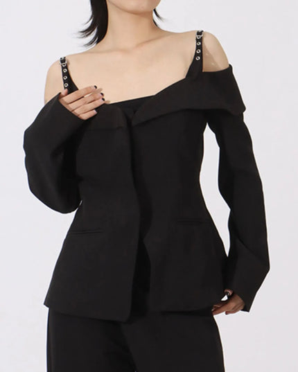 Ruffled Cold Shoulder Long Sleeve Outerwear