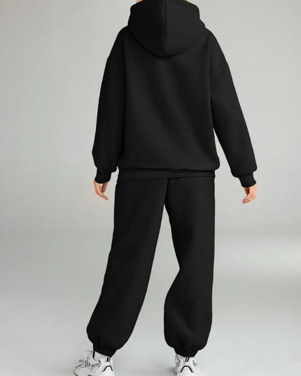 Full Size Kangaroo Pocket Hoodie and Joggers Set Plus Size