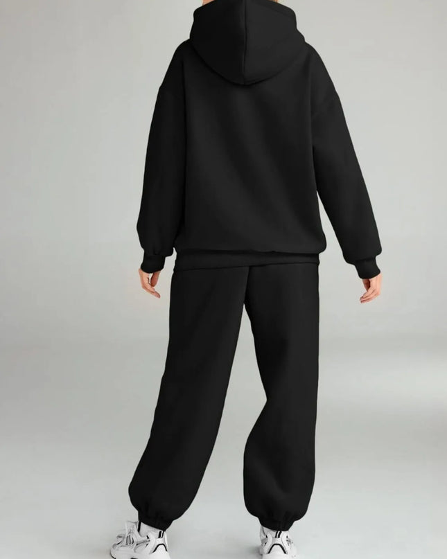 Full Size Kangaroo Pocket Hoodie and Joggers Set Plus Size