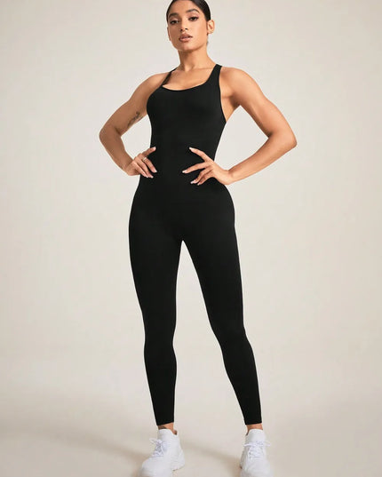 Crisscross Back Sleeveless Active Jumpsuit 