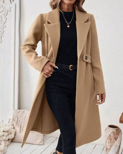 One Button Wool Blend Overcoat