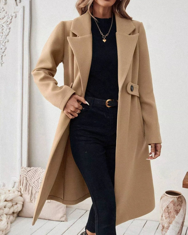 One Button Wool Blend Overcoat