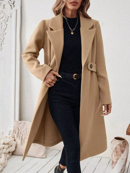One Button Wool Blend Overcoat