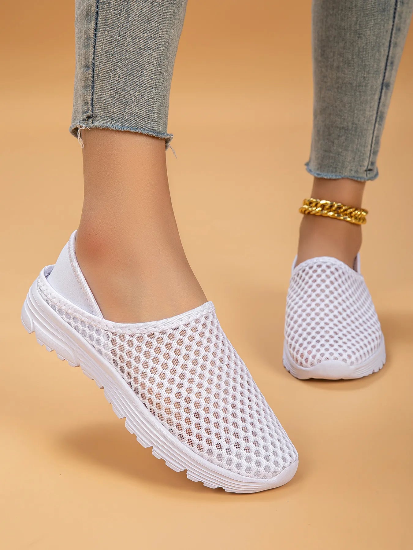 Breathable Mesh Slip-Ons White