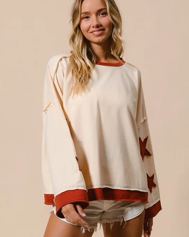 BiBi French Terry Top With Patch Detail Sweatshirt