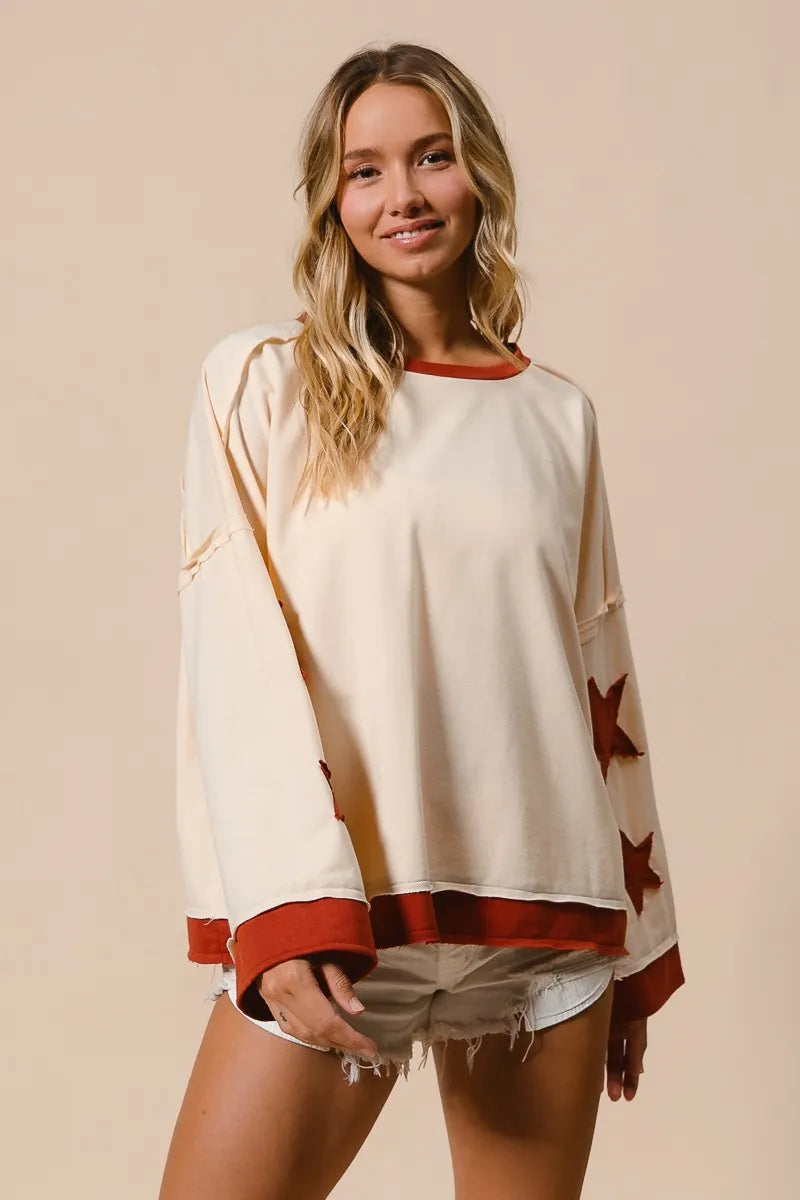 BiBi French Terry Top With Patch Detail Sweatshirt