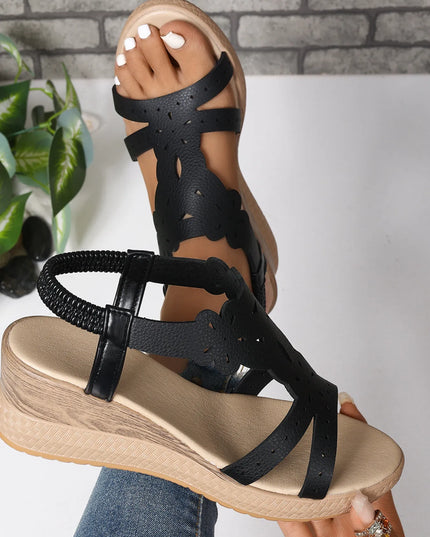 Cutout Wedge Platform Sandals 
