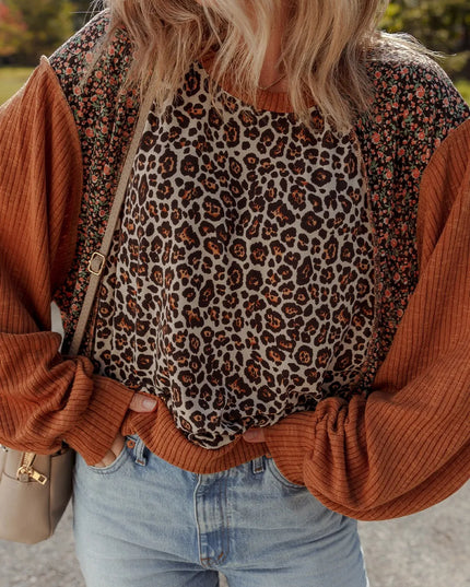 Leopard Print Long Sleeve Sweatshirt
