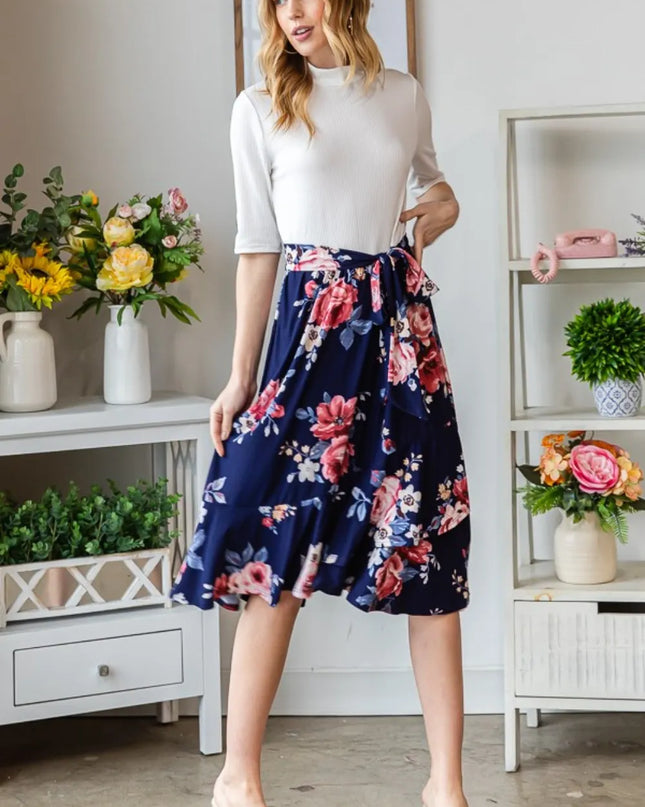 Reborn J Floral Wrap Ruffled Dress