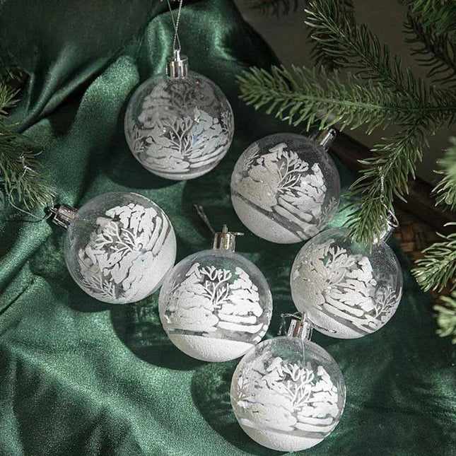 Christmas Decoration 6cm Transparent Christmas Ball Hand-painted Ball Snow Globe Christmas Tree Hanging Ornament Style A