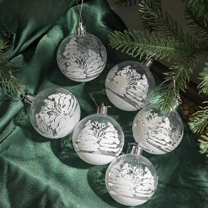 Christmas Decoration 6cm Transparent Christmas Ball Hand-painted Ball Snow Globe Christmas Tree Hanging Ornament Style A