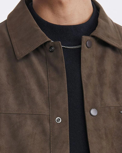 Men's Plus Size Button Up Long Sleeve Jacket