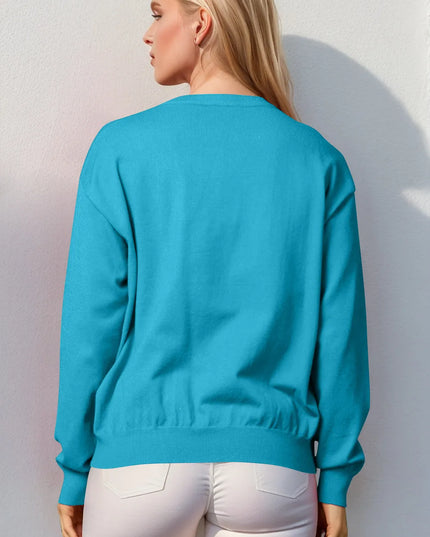 Double Take Full Size Nutcracker Sequin Long Sleeve Sweater