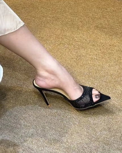 Rhinestone Embellished Open Toe Sandals 