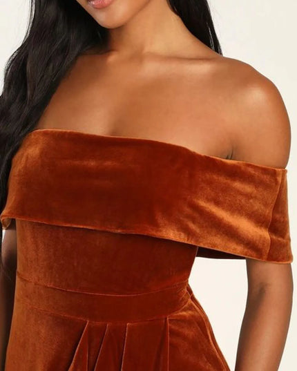 Off-Shoulder Wrap Dress with Side Slit