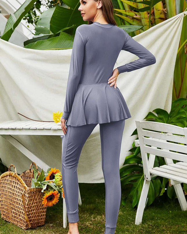 Mock Neck Long Sleeve One-Piece Swimwear