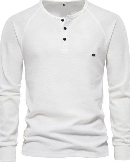 Men's Waffle-Knit Long Sleeve T-Shirt White