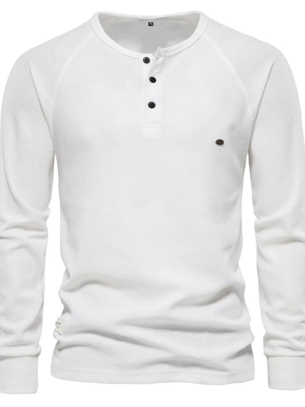 Men's Waffle-Knit Long Sleeve T-Shirt White