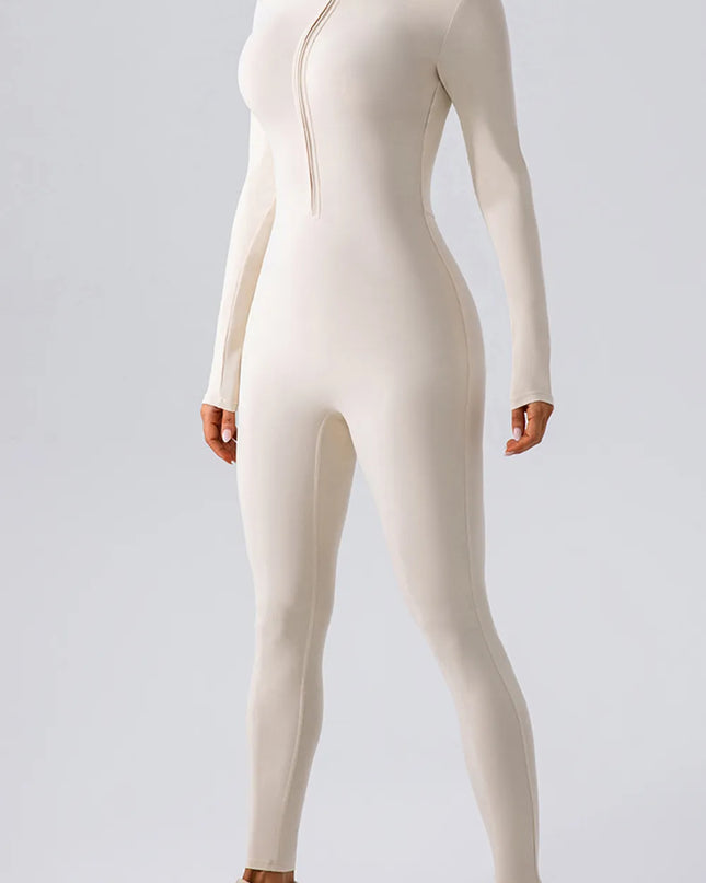 Half Zip Mock Neck Active Jumpsuit 