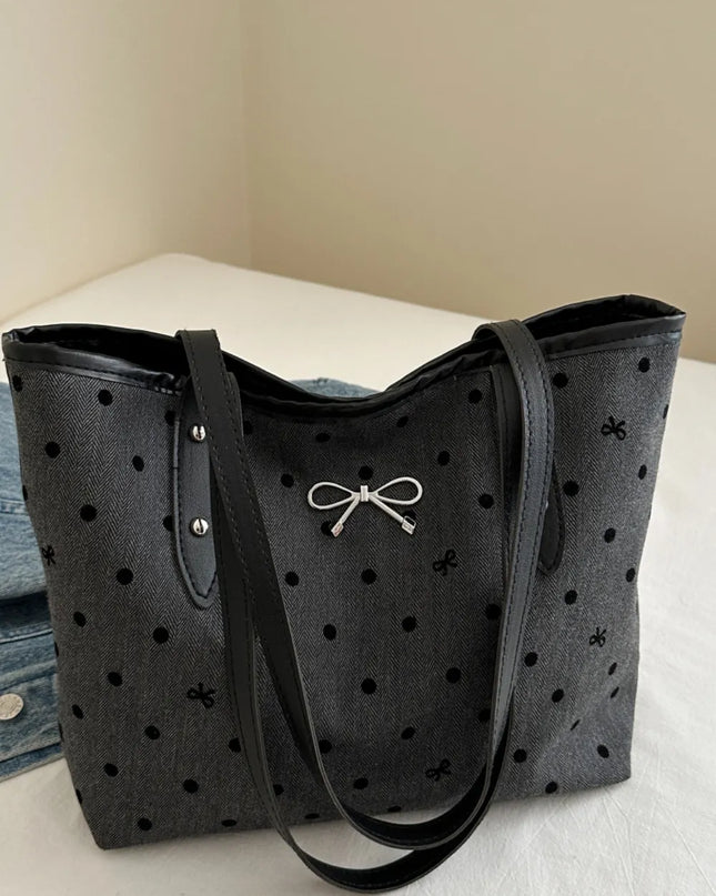 Bow Trim Polyester Tote Bag 