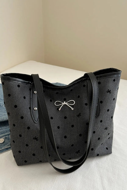 Bow Trim Polyester Tote Bag 