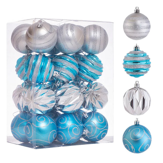 2 Sets 6cm 24 Christmas Balls Assorted Colorful Painted Set Christmas Tree Christmas Decoration Christmas Balls Blue Silver