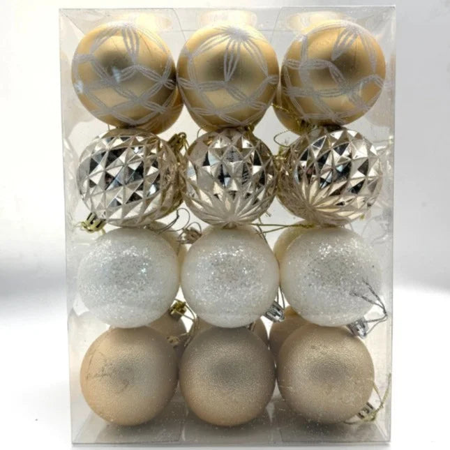 2 Sets 6cm 24 Christmas Balls Assorted Colorful Painted Set Christmas Tree Christmas Decoration Christmas Balls Platinum