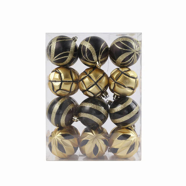 2 Sets 6cm 24 Christmas Balls Assorted Colorful Painted Set Christmas Tree Christmas Decoration Christmas Balls Black Gold
