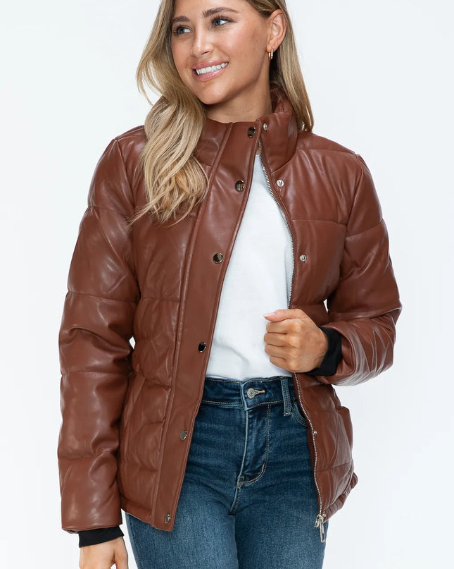 YMI Pocketed Zip Up Turtleneck Puffer Jacket