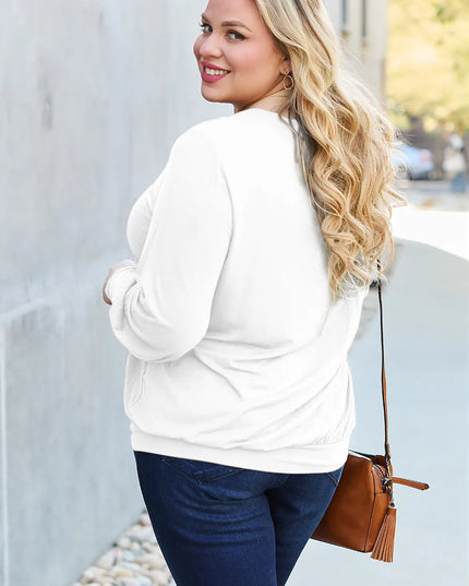 Basic Bae Full Size V-Neck Lantern Sleeve Top