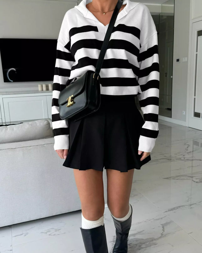 Striped Dropped Shoulder Knit Top