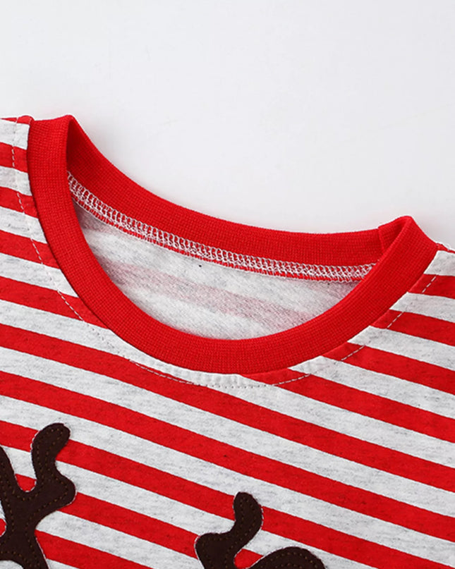 Children's Reindeer Striped Long Sleeve T-Shirt