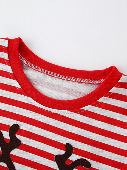 Children's Reindeer Striped Long Sleeve T-Shirt