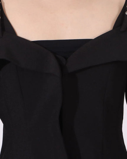 Ruffled Cold Shoulder Long Sleeve Outerwear