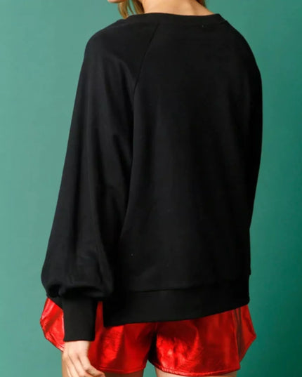 Christmas Sequin Gingerbread Round Neck Sweatshirt