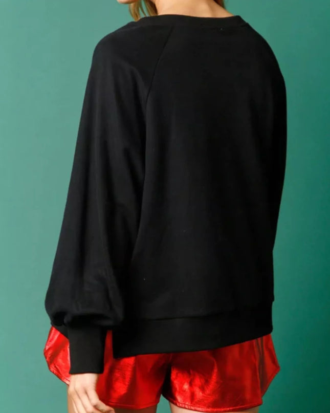 Christmas Sequin Gingerbread Round Neck Sweatshirt