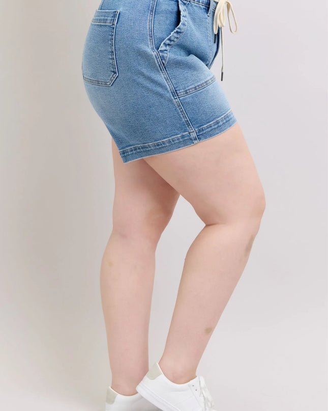 Judy Blue Plus Size High Waist Vintage Wash Denim Shorts