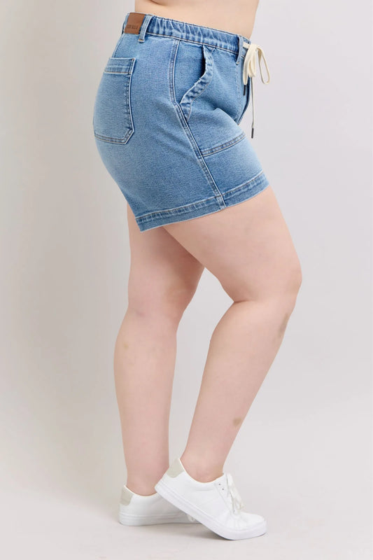Judy Blue Plus Size High Waist Vintage Wash Denim Shorts
