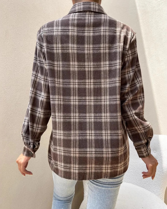 Oversized Plaid Button-Up Shirt