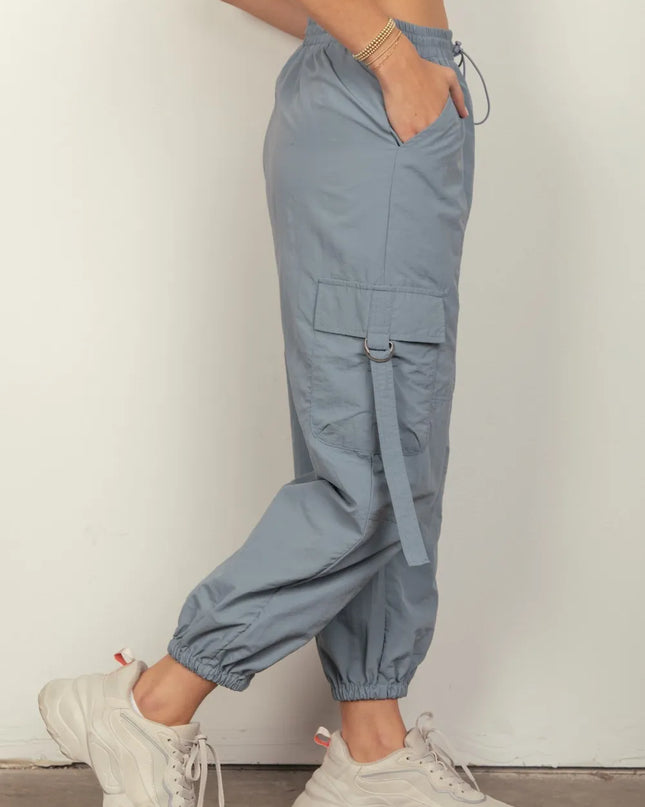 VERY J Elastic Waist Woven Cargo Pants