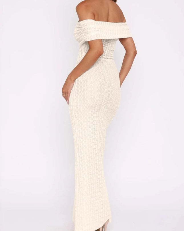 Off Shoulder Texture Maxi Dress